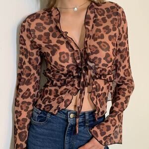 NWT REVOLVE & ANIMAL PRINT lovers COMMENSE ruffle chiffon cheetah leopar…